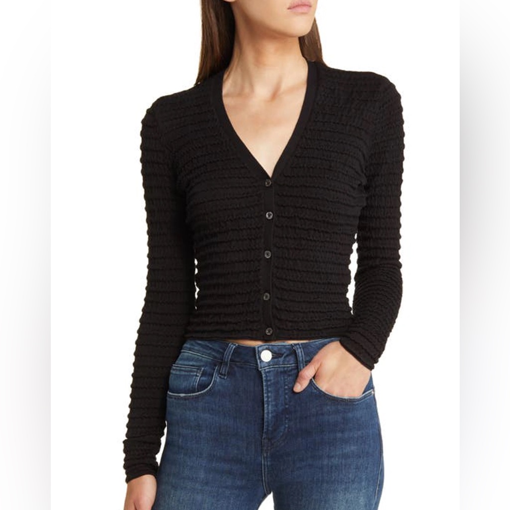 Frame Smocked Silk Blend Cardigan